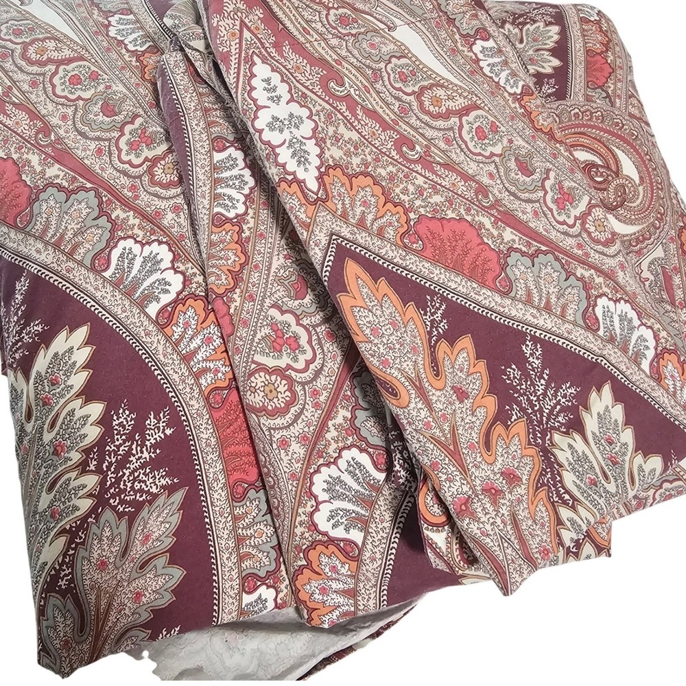 Pottery Barn Caesarea Queen Full Duvet & 2 Shans Burgundy Paisley Cotton Bedding